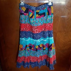 Colorful long pleated skirt